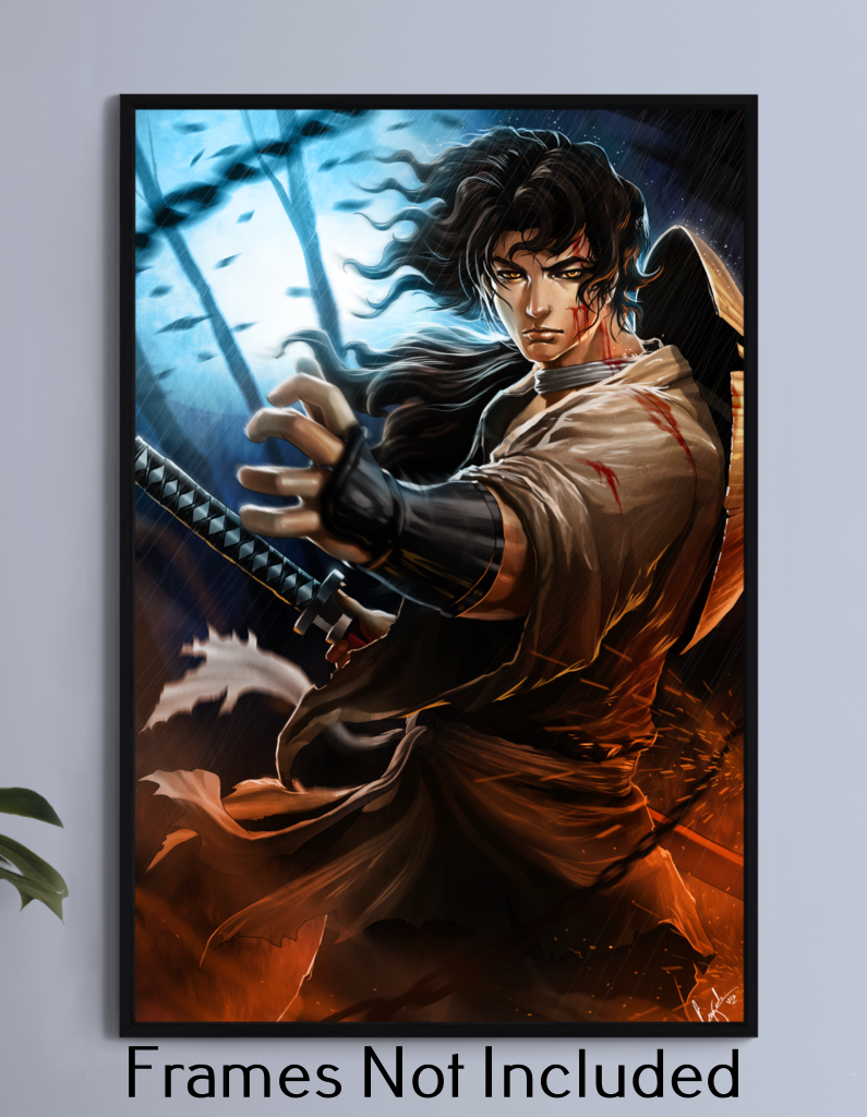 Jubei Kibagami 11x17 Ninja Scroll Anime Print by Ceasar – Storm-Forged Warrior Wall Art