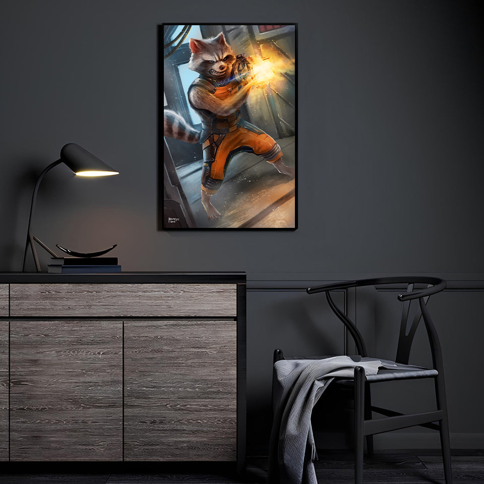 Blaster Beast Wall Art Room Mockup – Rocket Raccoon by Nopeys