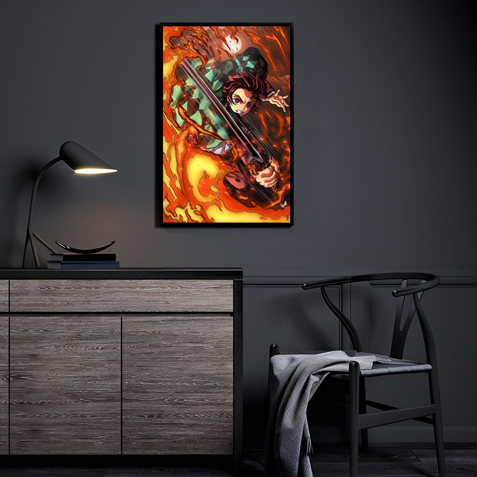 Blazing Resolve Wall Art Room Mockup – Tanjiro Demon Slayer by Ray Dash