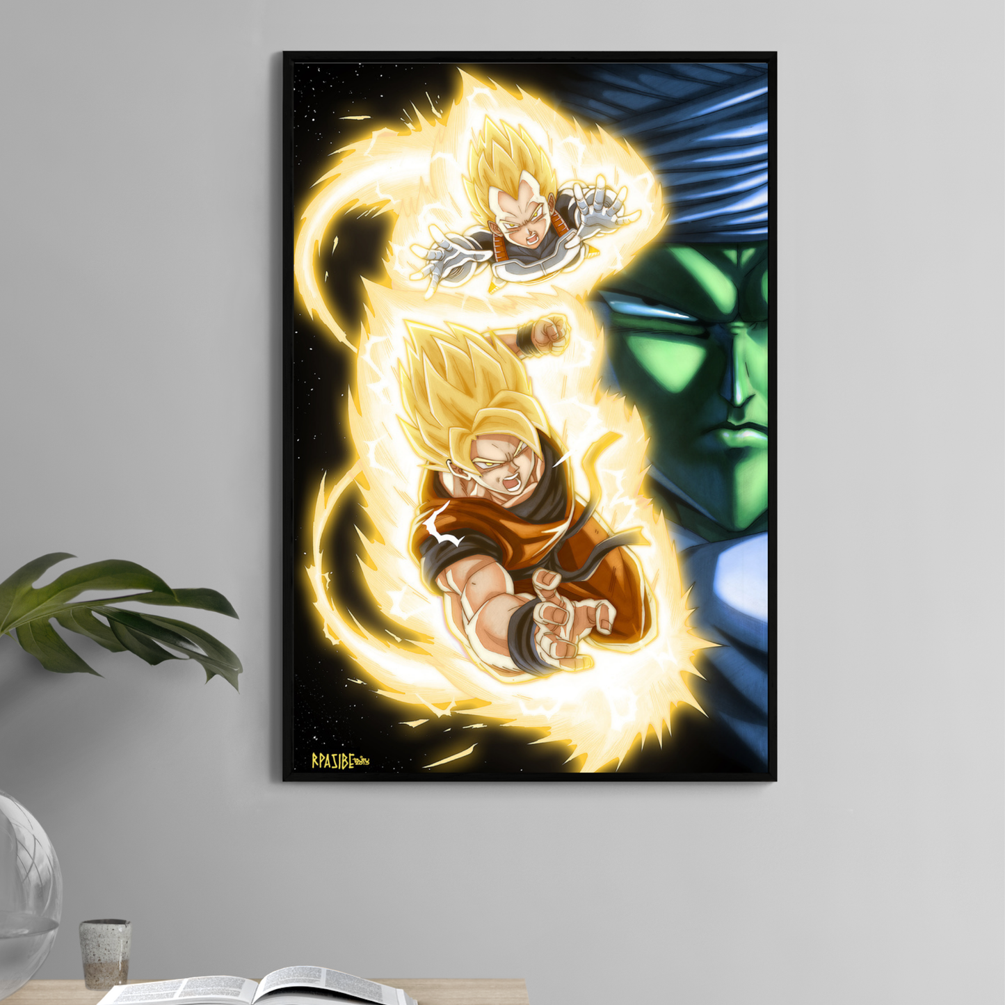 Goku and Vegeta Super Saiyan fan art by Ryan Pasibe – 11x17 DBZ wall print
