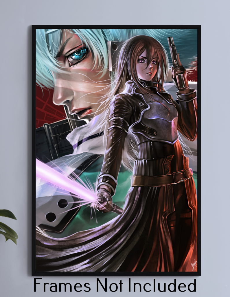 11x17 Sword Art Online Print Featuring Kirito and Sinon in Gun Gale Online – Artwork by Bryce & Ceasar
