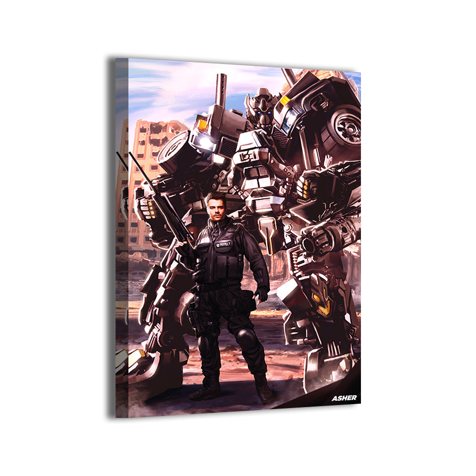 transformers ironhide battlefield stance by Ben Asher; gallery-wrapped, ready to hang.