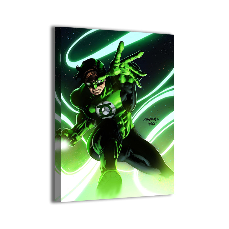Green Lantern Hal Jordan cosmic hero artwork by Jimbo Salgado and Brian Valeza; gallery-wrapped, ready to hang.