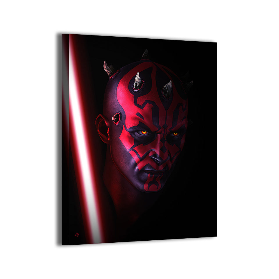 Darth Maul in the shadows by Richard Williams; gallery-wrapped, ready to hang.