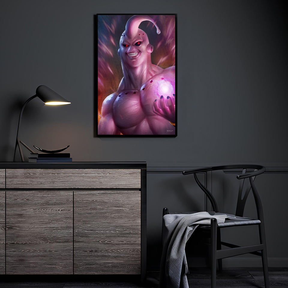 11x17 photo print of Majin Buu with glowing energy orb and menacing grin