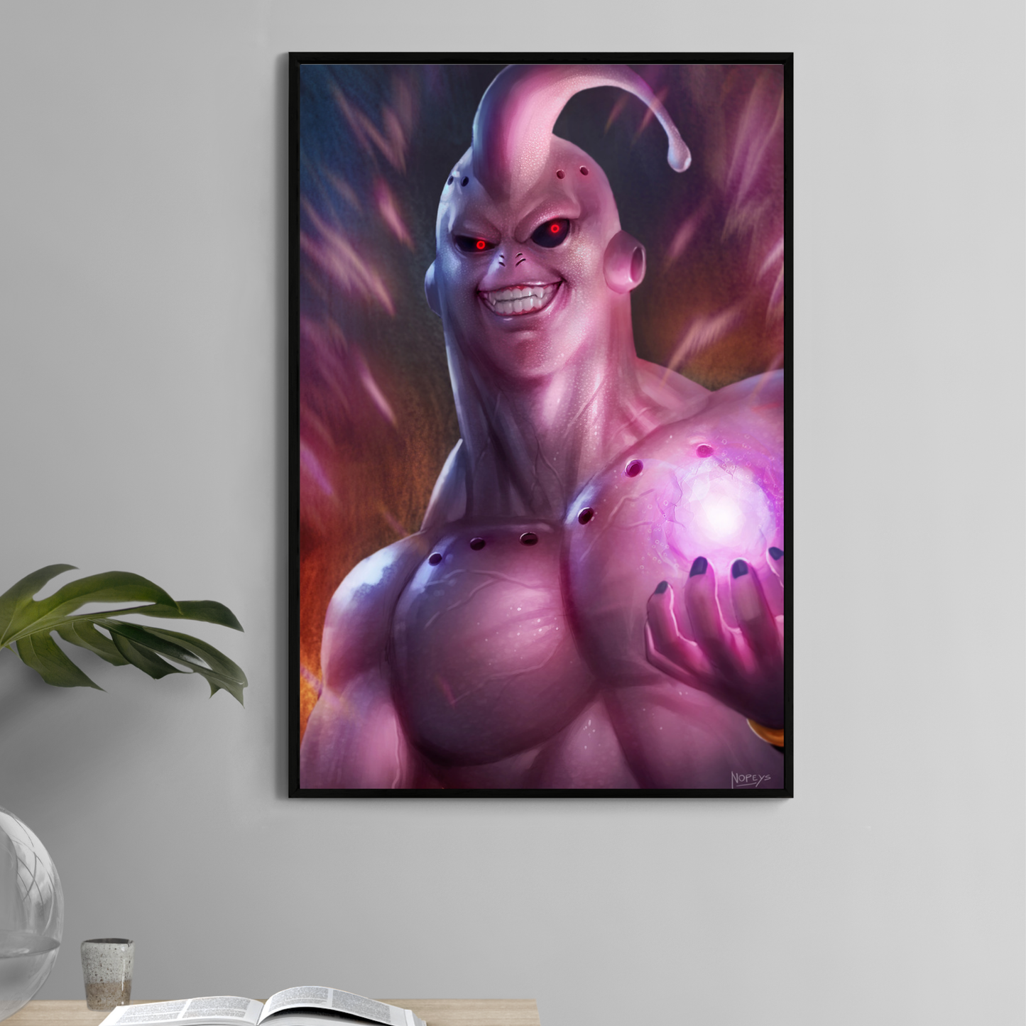 11x17 photo print of Majin Buu with glowing energy orb and menacing grin