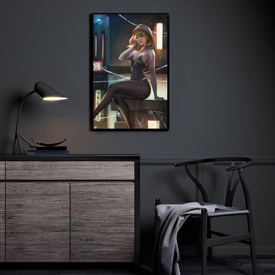 City Sky Gwen Wall Art Room Mockup – Spider-Gwen by Nopeys
