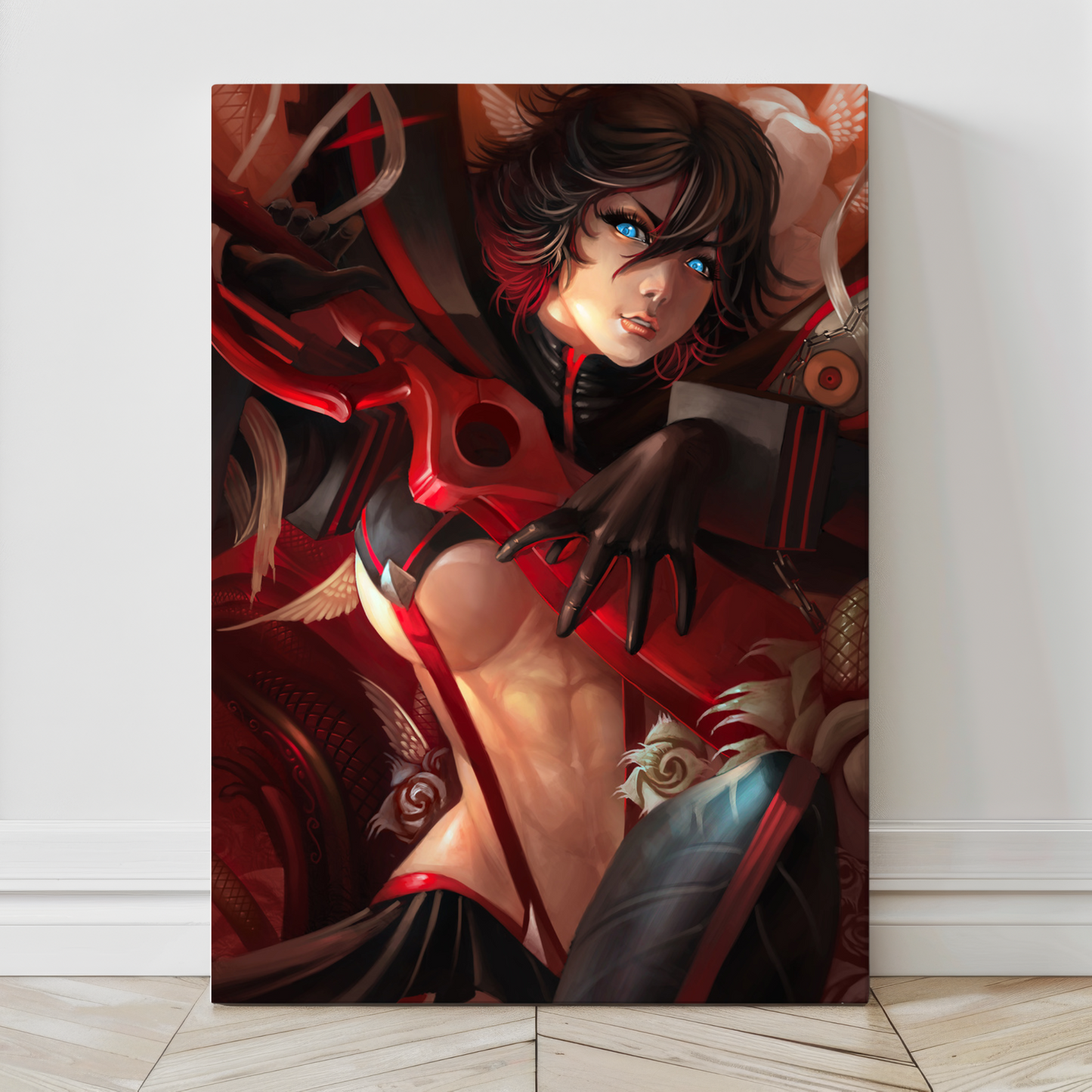 Large canvas print of Ryuko in scissor armor pose – anime style 24x36