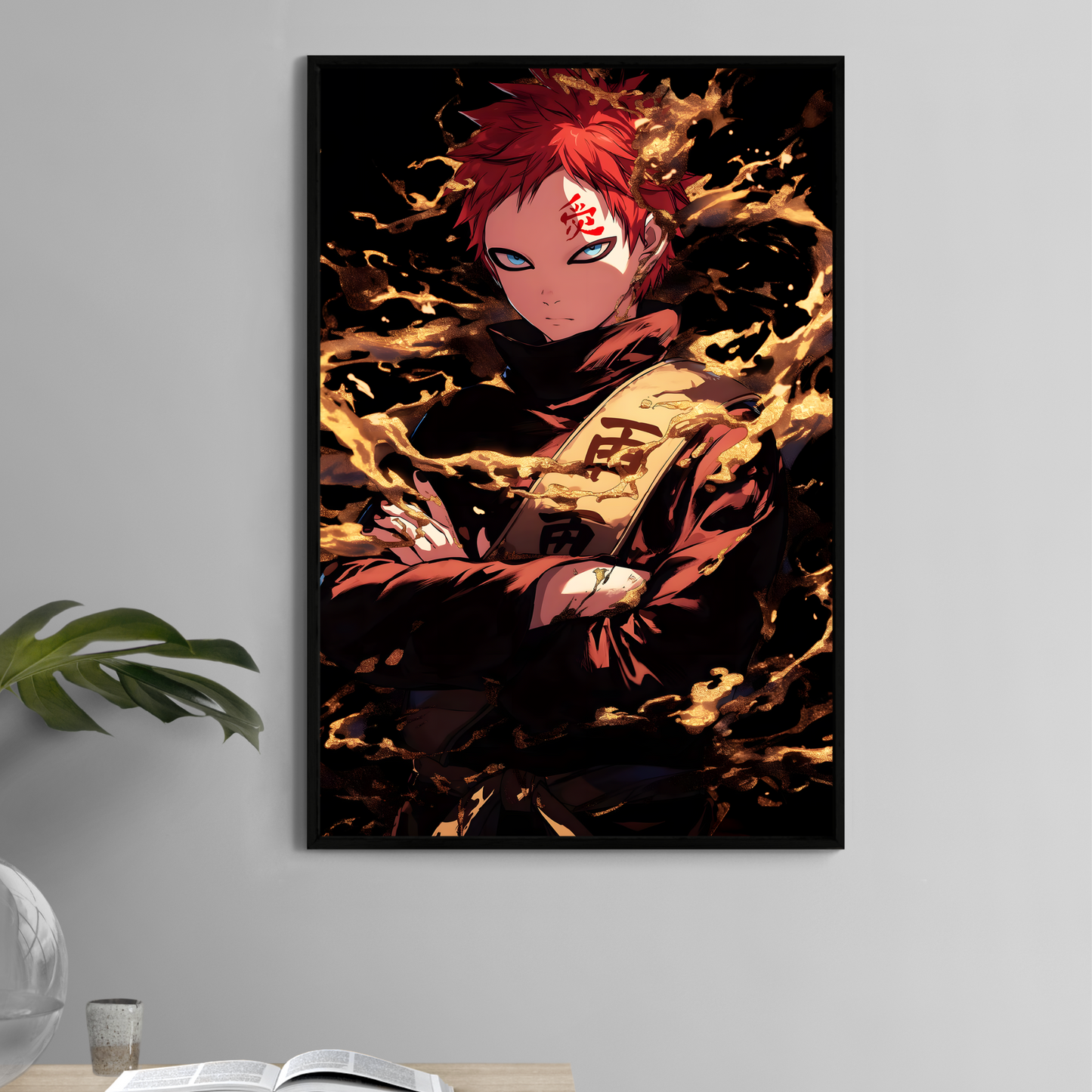 Gaara 11x17 print with golden swirling sand from Naruto – Snapping Turtle Gallery