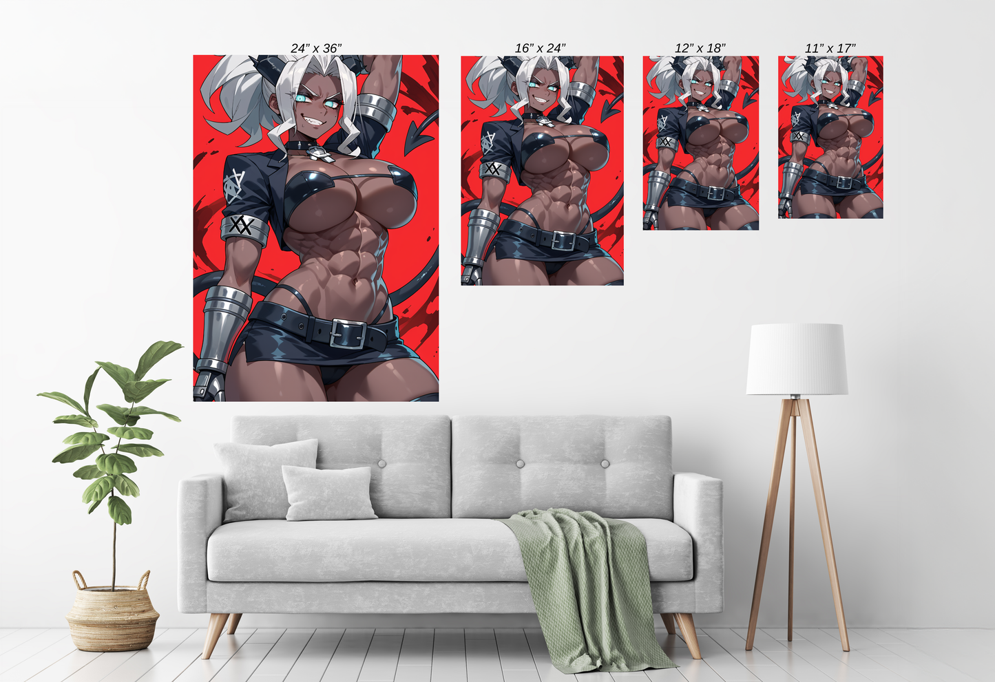 Fallen Angel Fury Wall Art Room Mockup – Judgment Demon Helltaker Artwork