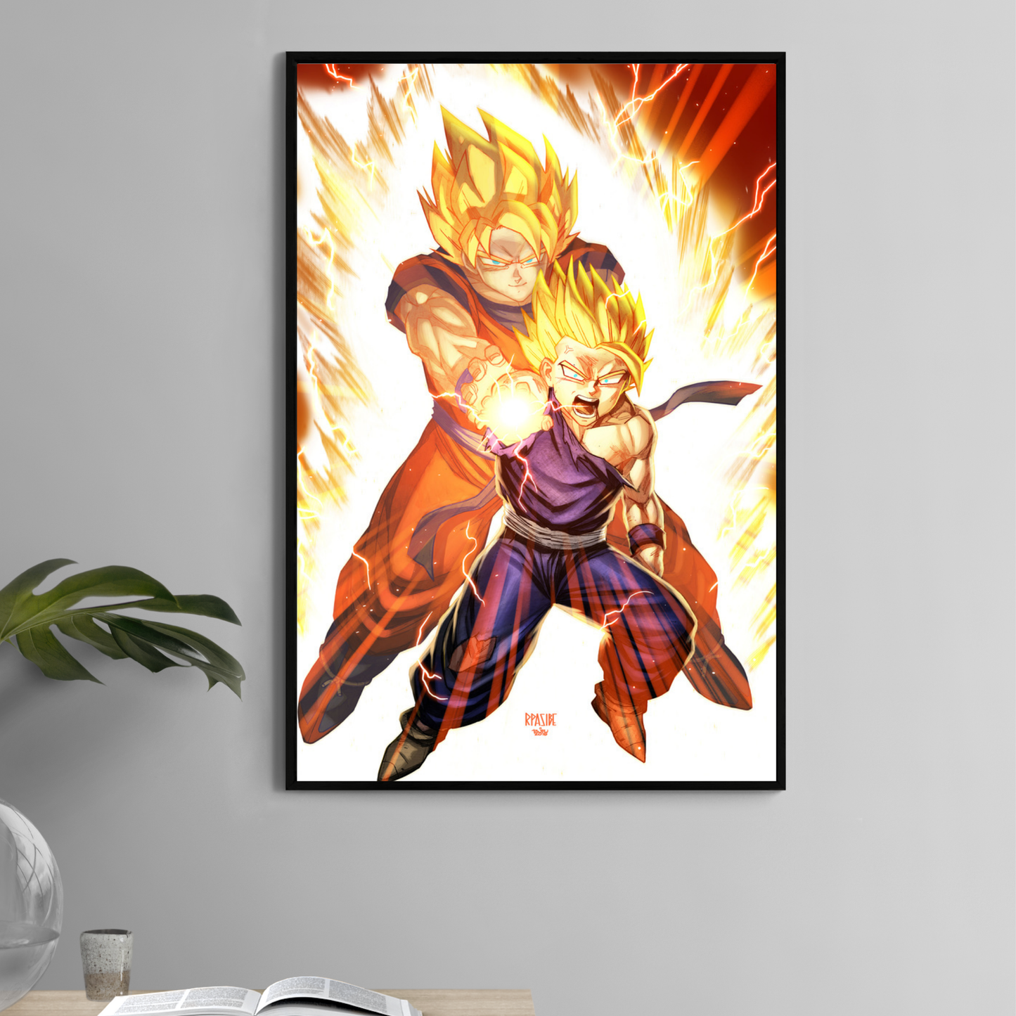 Super Saiyan Gohan and Goku fan art by Ryan Pasibe – 11x17 DBZ wall print