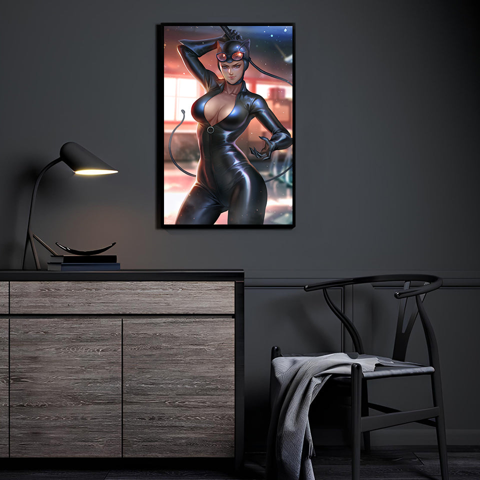 Feline Shadows Wall Art Room Mockup – Catwoman by Nopeys