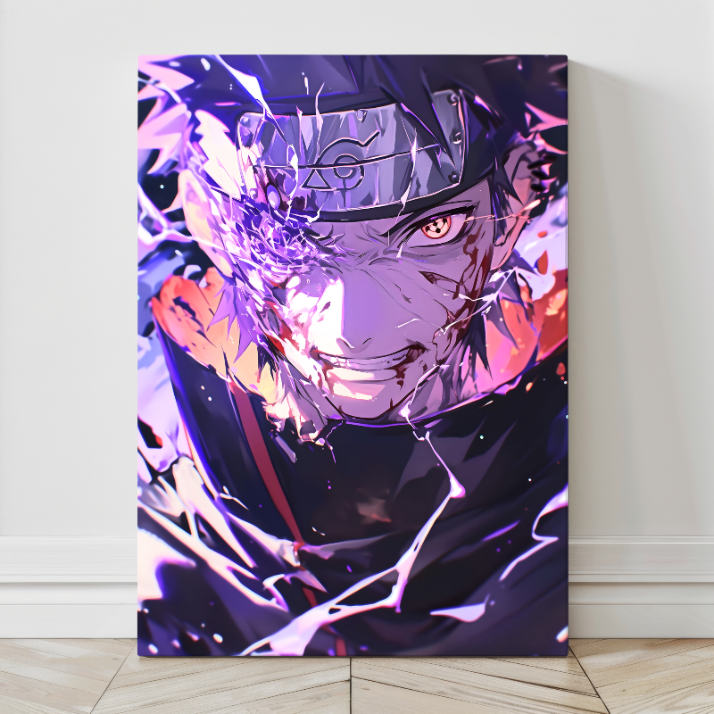 24x36 canvas artwork of Obito Uchiha with Sharingan and intense damage – Snapping Turtle Gallery