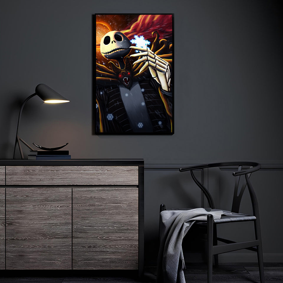 11x17 print with Jack Skellington holding snowflake in snowy scene