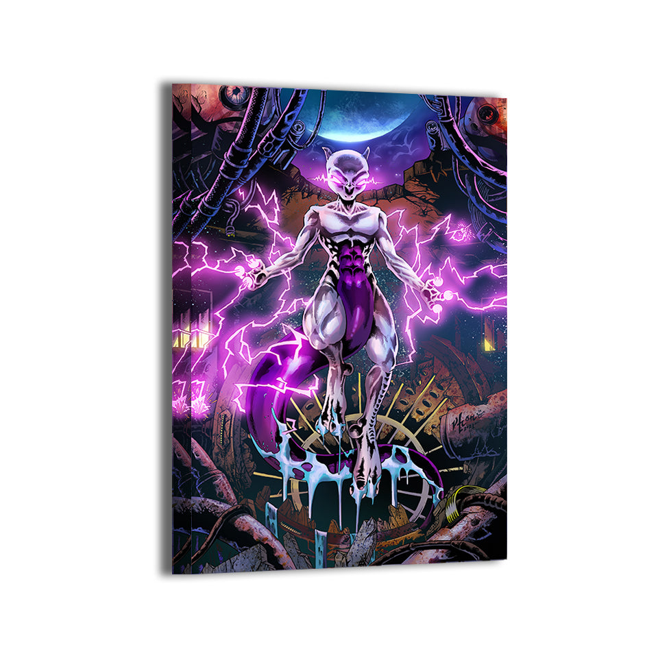 24x36 Pokémon canvas print of Mewtwo unleashing full psychic power