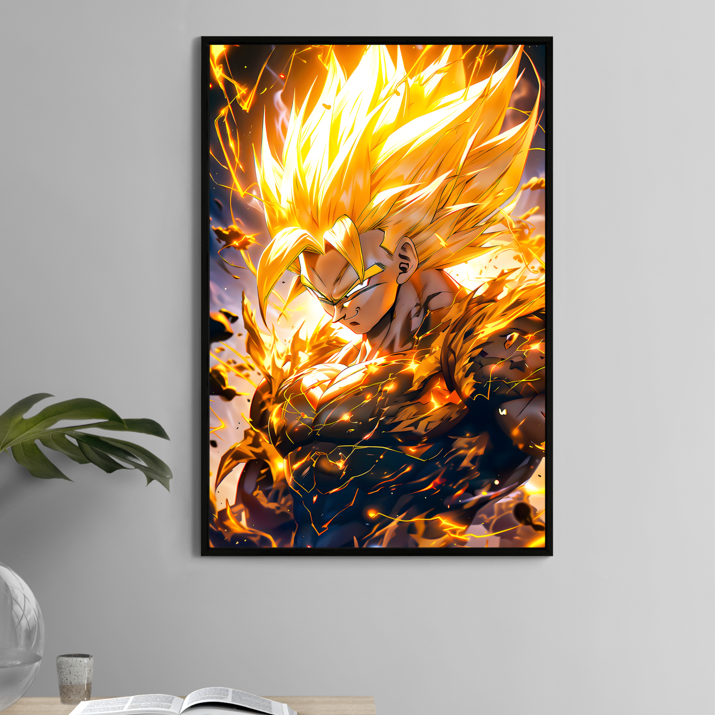 Super Saiyan Goku 11x17 print glowing with gold energy – Snapping Turtle Gallery
