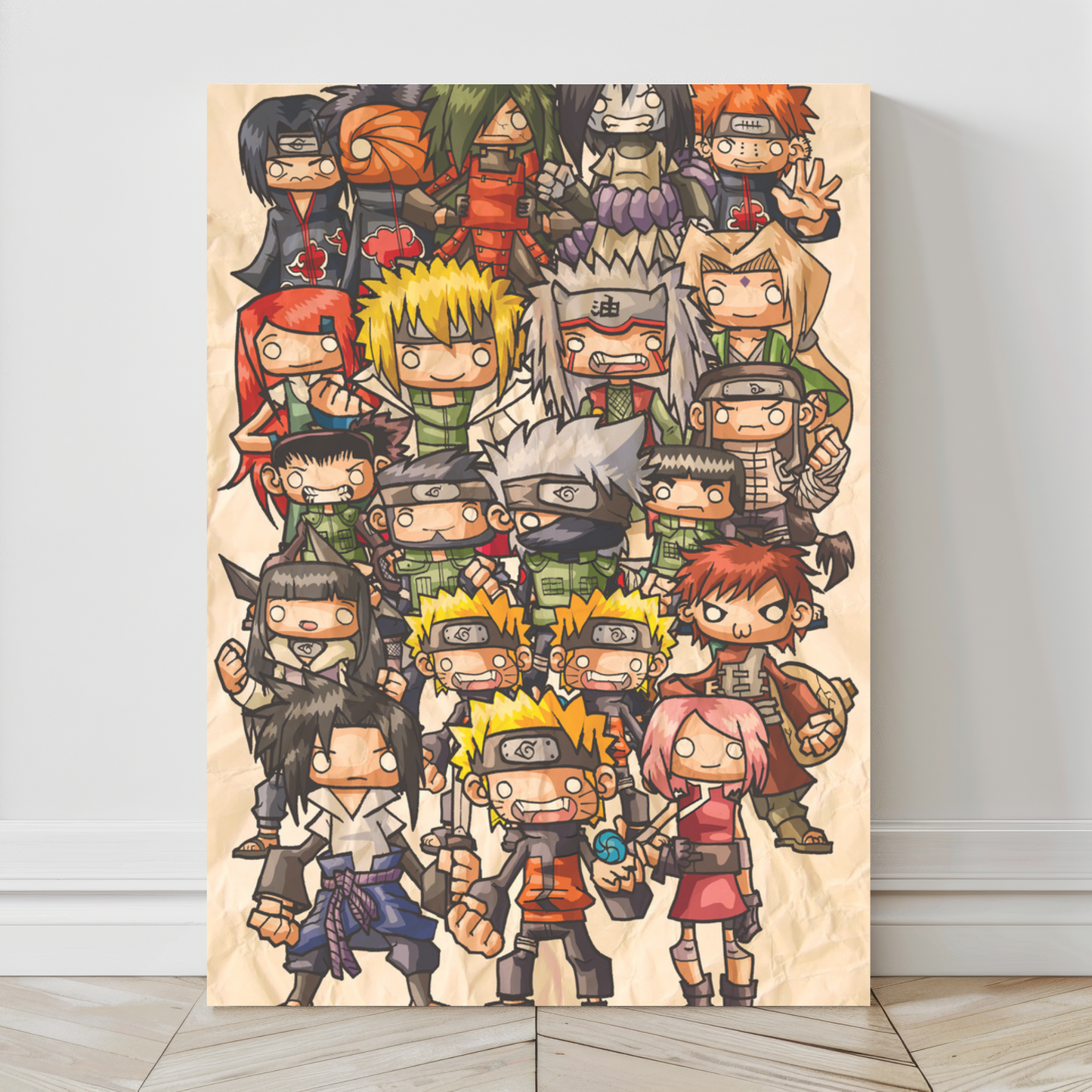 24x36 chibi-style Naruto wall art with characters from across the series