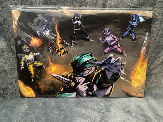 Mighty Morphin Power Rangers 12x18 Canvas signed by Steve Cardenas - Snapping Turtle Gallery