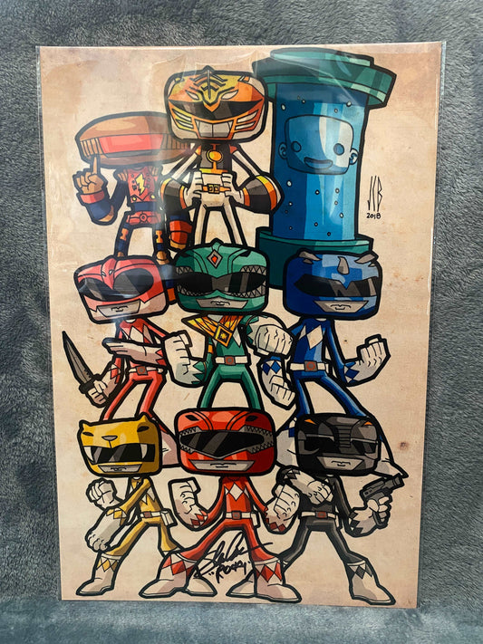Chubbies Mighty Morphin Power Rangers 12x18 Metal signed by Steve Cardenas - Snapping Turtle Gallery