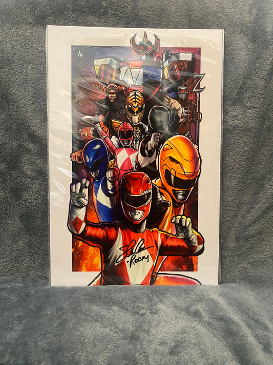 Mighty Morphin Power Rangers 12x18 Metal signed by Steve Cardenas - Snapping Turtle Gallery