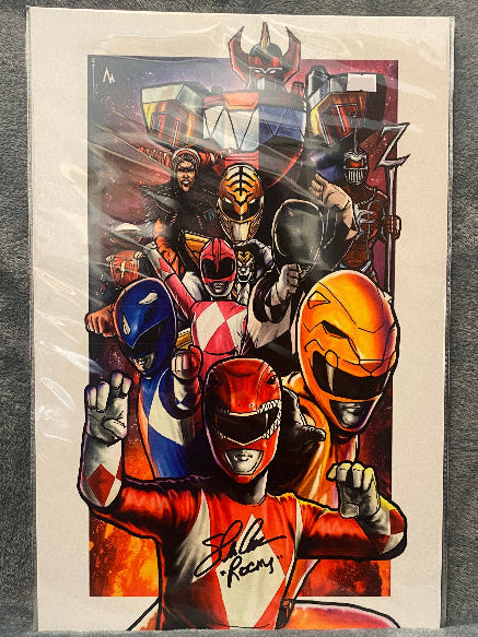 Mighty Morphin Power Rangers 12x18 Metal signed by Steve Cardenas - Snapping Turtle Gallery
