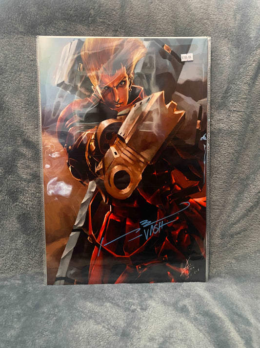 12x18 Metal Print Vash the Stamped signed by Johnny Yong Bosch - Snapping Turtle Gallery