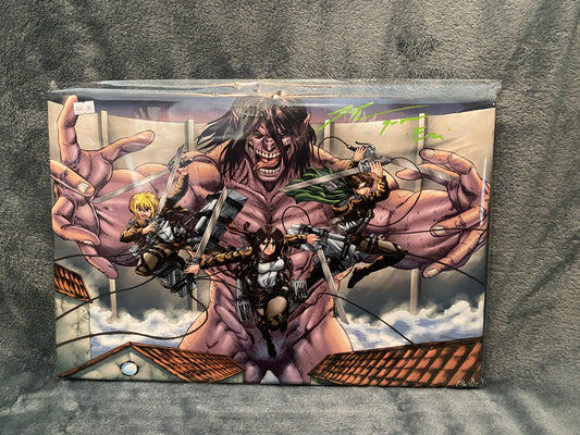 Eren Yeager Attack On Titan 12x18 Canvas signed by Bryce Papenbrook - Snapping Turtle Gallery