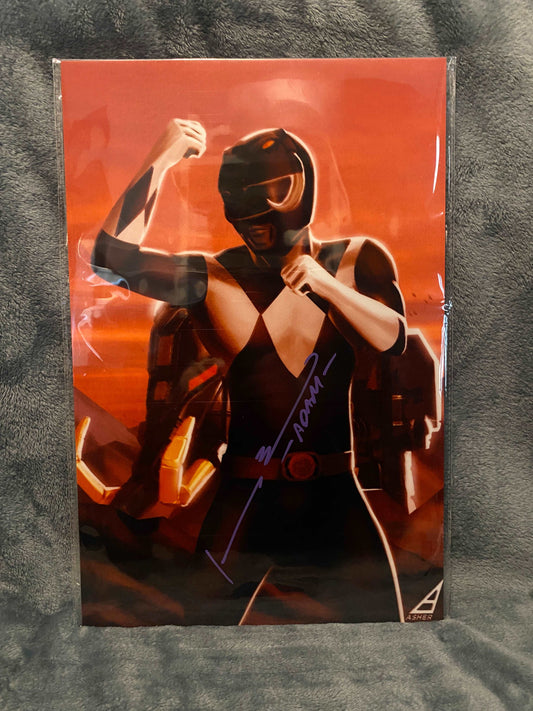 12x18 Metal Print Black Ranger Adam signed by Johnny Yong Bosch - Snapping Turtle Gallery