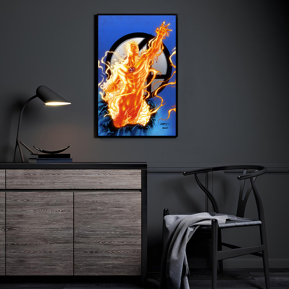 Inferno Rise Wall Art Room Mockup – Human Torch by Jimbo Salgado & Splash Colors