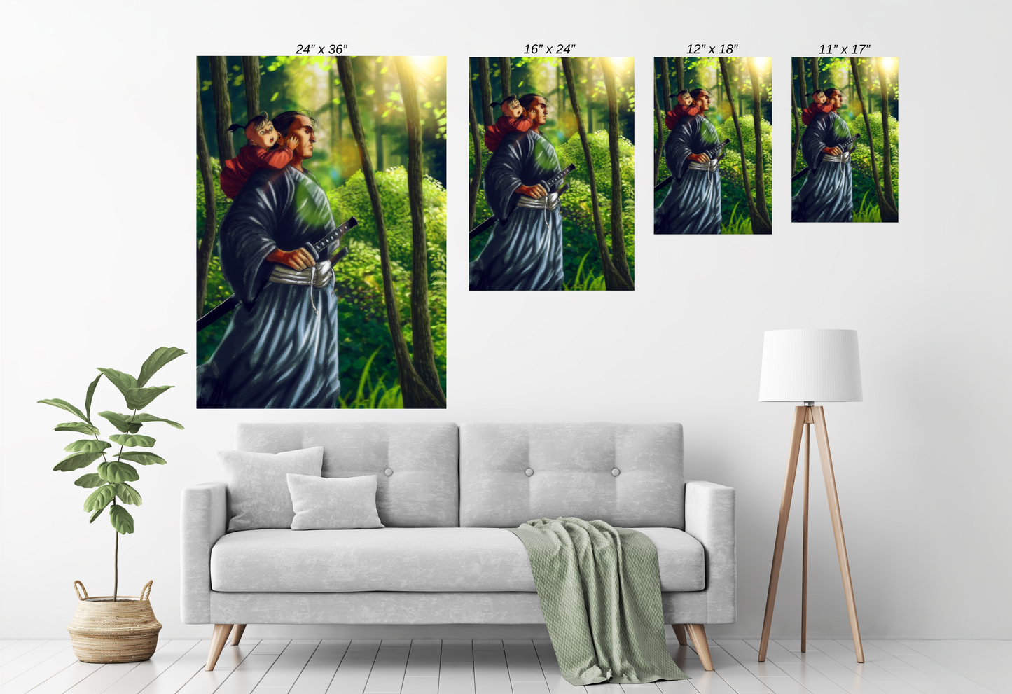 Lone Warrior's Journey Wall Art Size Chart metal print