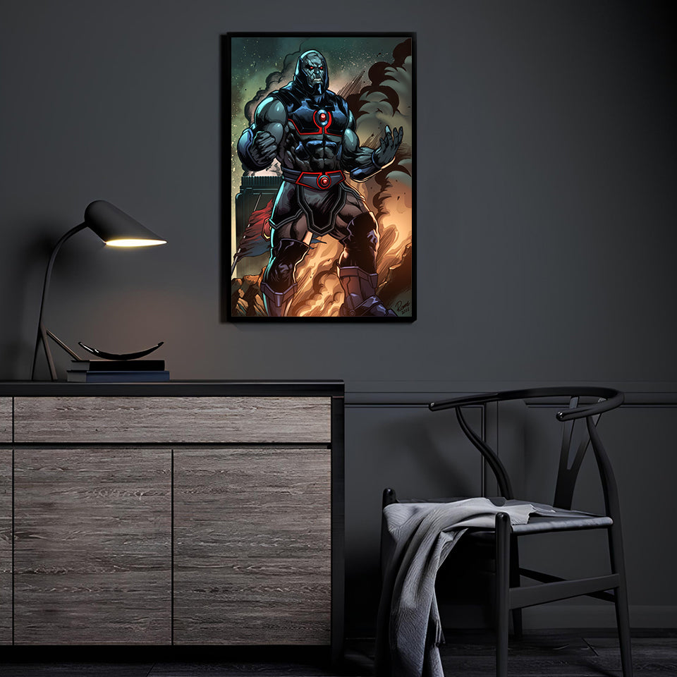 Darkseid towers over destruction in this 11x17 DC Comics villain print by Carlos Ramos and Nestor Redulla Jr.