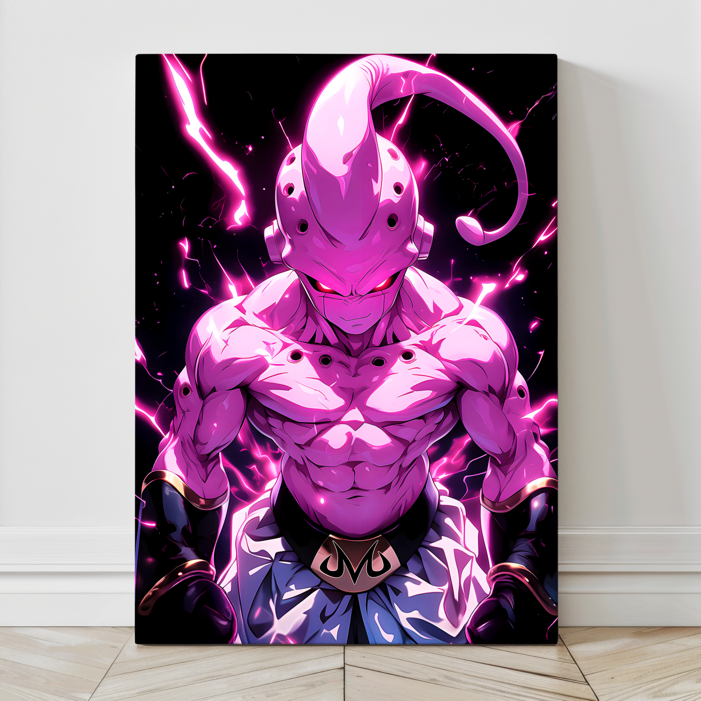 24x36 canvas print of Kid Buu from DBZ radiating chaos energy – Snapping Turtle Gallery