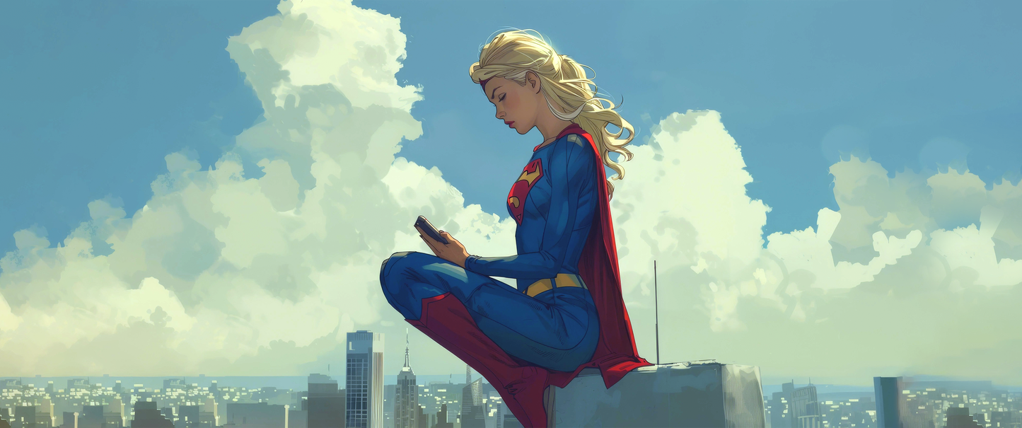 Supergirl Peaceful Skys Wall Art on premium canvas, acrylic, and metal – front view