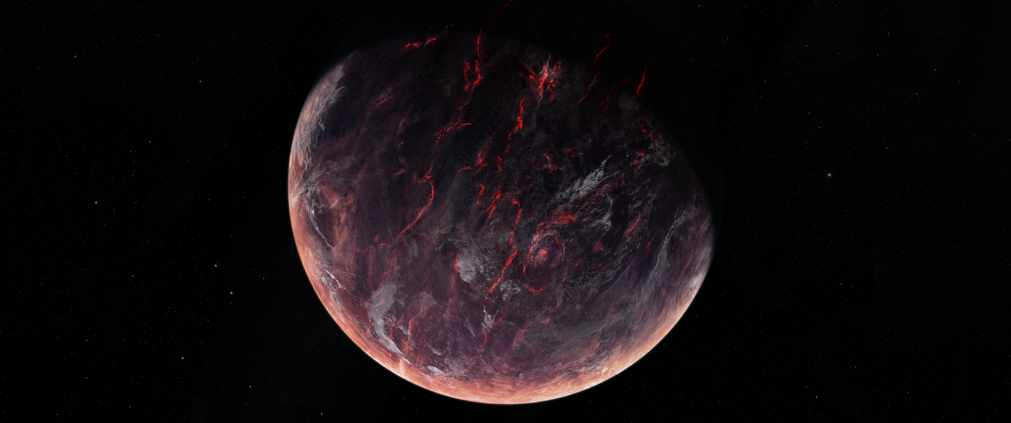 Molten ExoWorld wall art in 11x26 canvas print format – available at Snapping Turtle Gallery