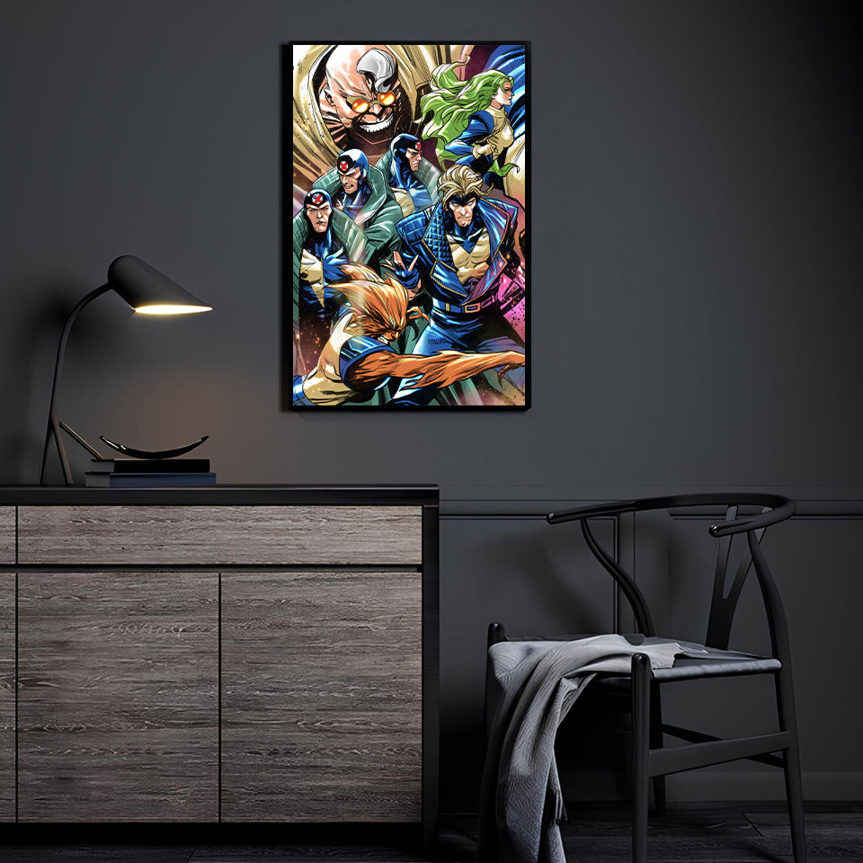 Mutant Vanguard Wall Art Room Mockup – X-Factor team (Havok, Polaris, Multiple Man, Strong Guy) by Ryan Pasibe