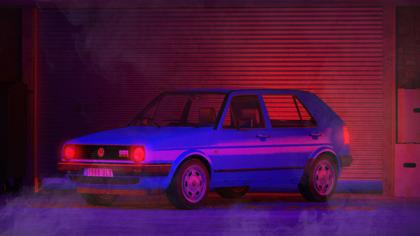 Neon GTI Nights wall art in 11x26 canvas print format – available at Snapping Turtle Gallery