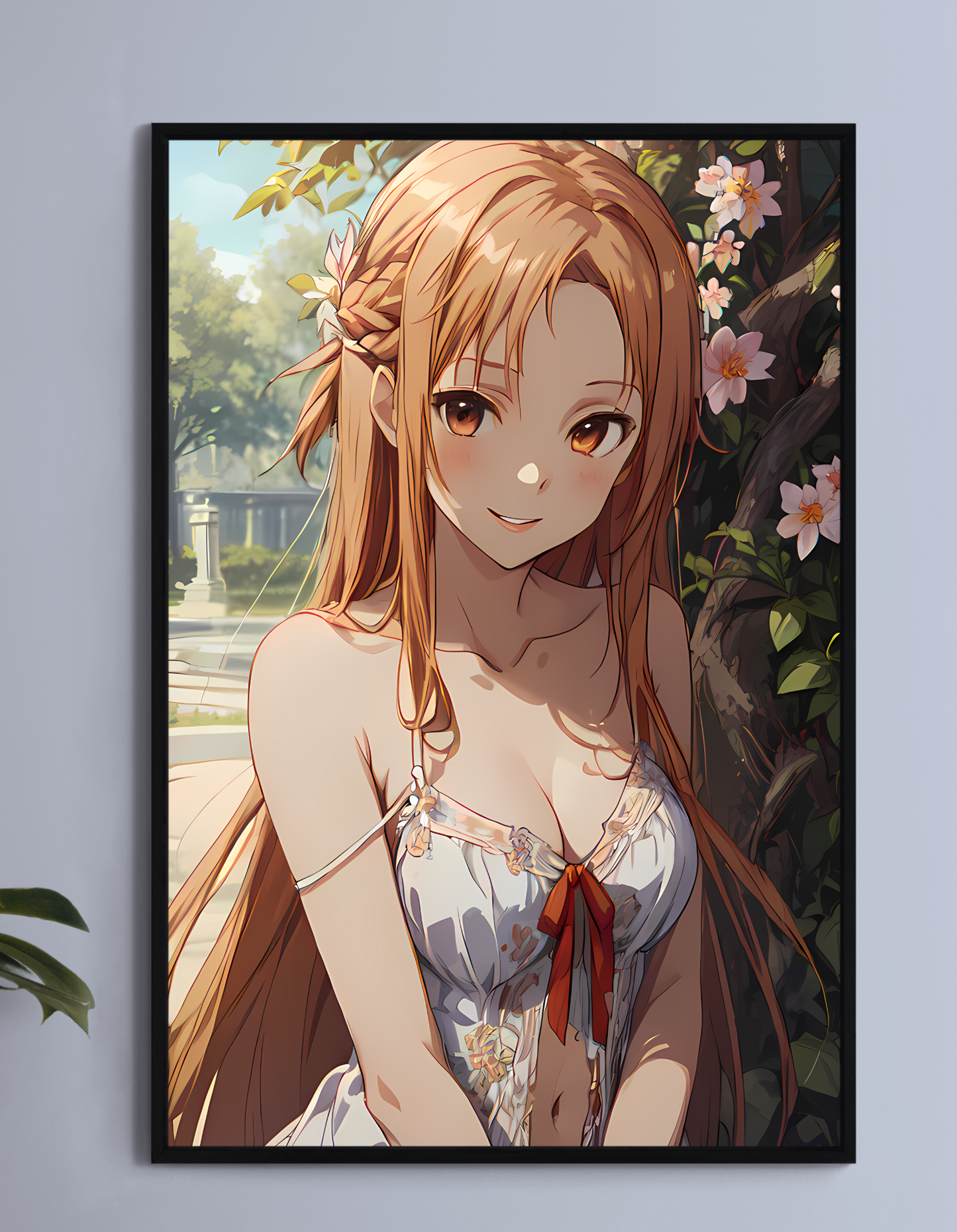 Radiant Blossom Guardian Wall Art Poster Print – Asuna Yuuki Anime Artwork