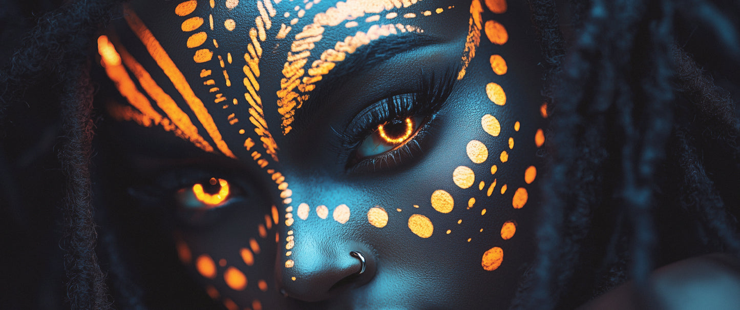 Radiant Warrior Gaze wall art in 11x26 canvas print format – available at Snapping Turtle Gallery