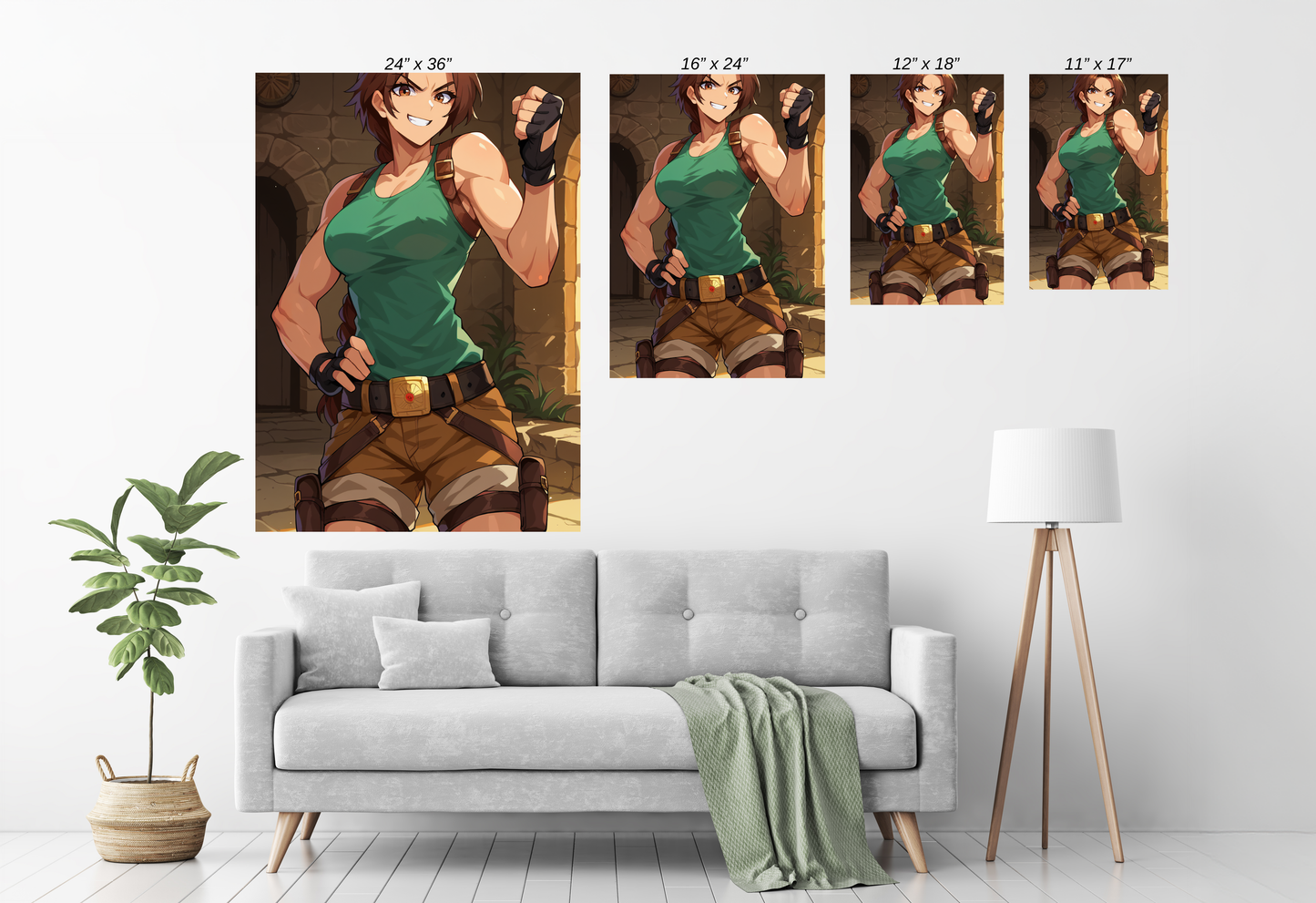 Relic Hunter Warrior Size chart Wall Print featuring Lara Croft Tomb Raider