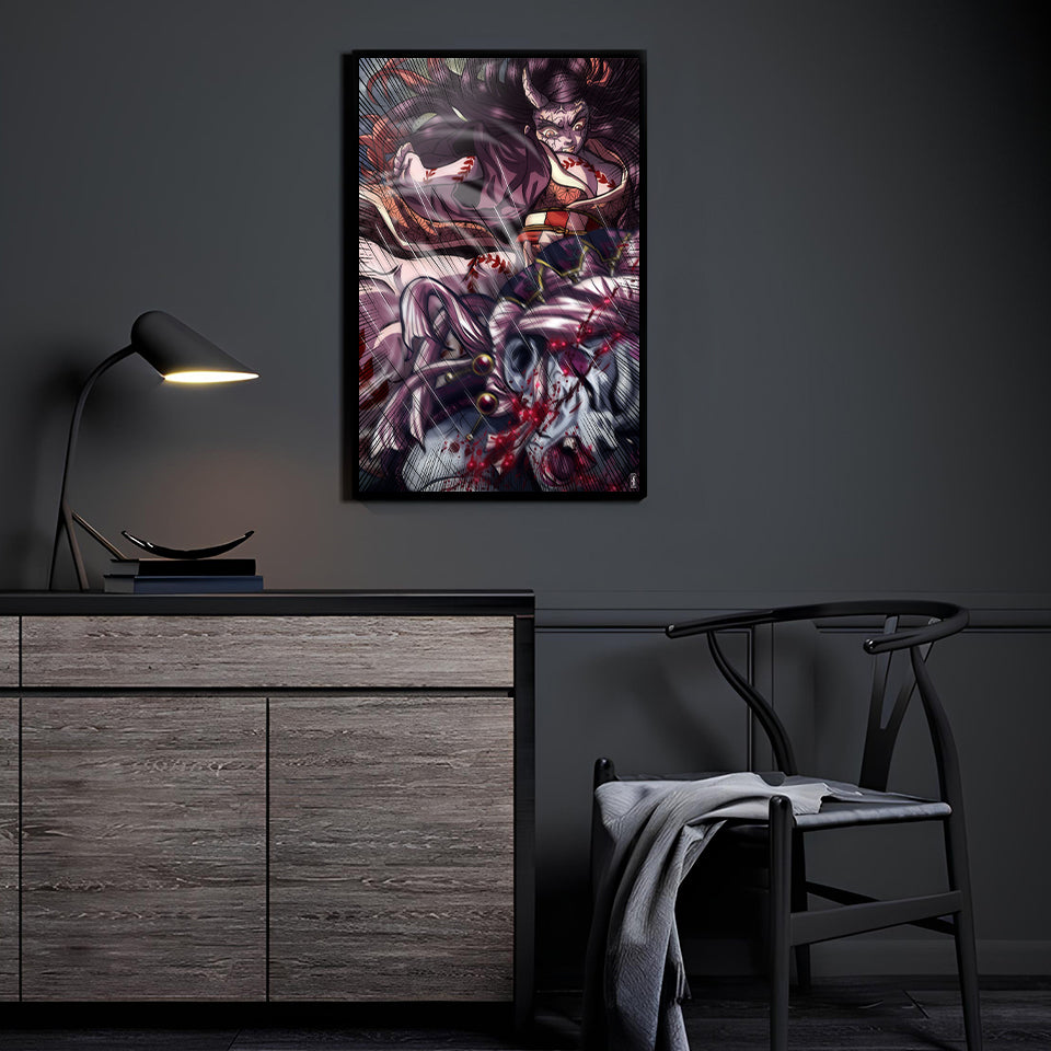 Blood Moon Rampage by Ray Dash displayed in a modern room.