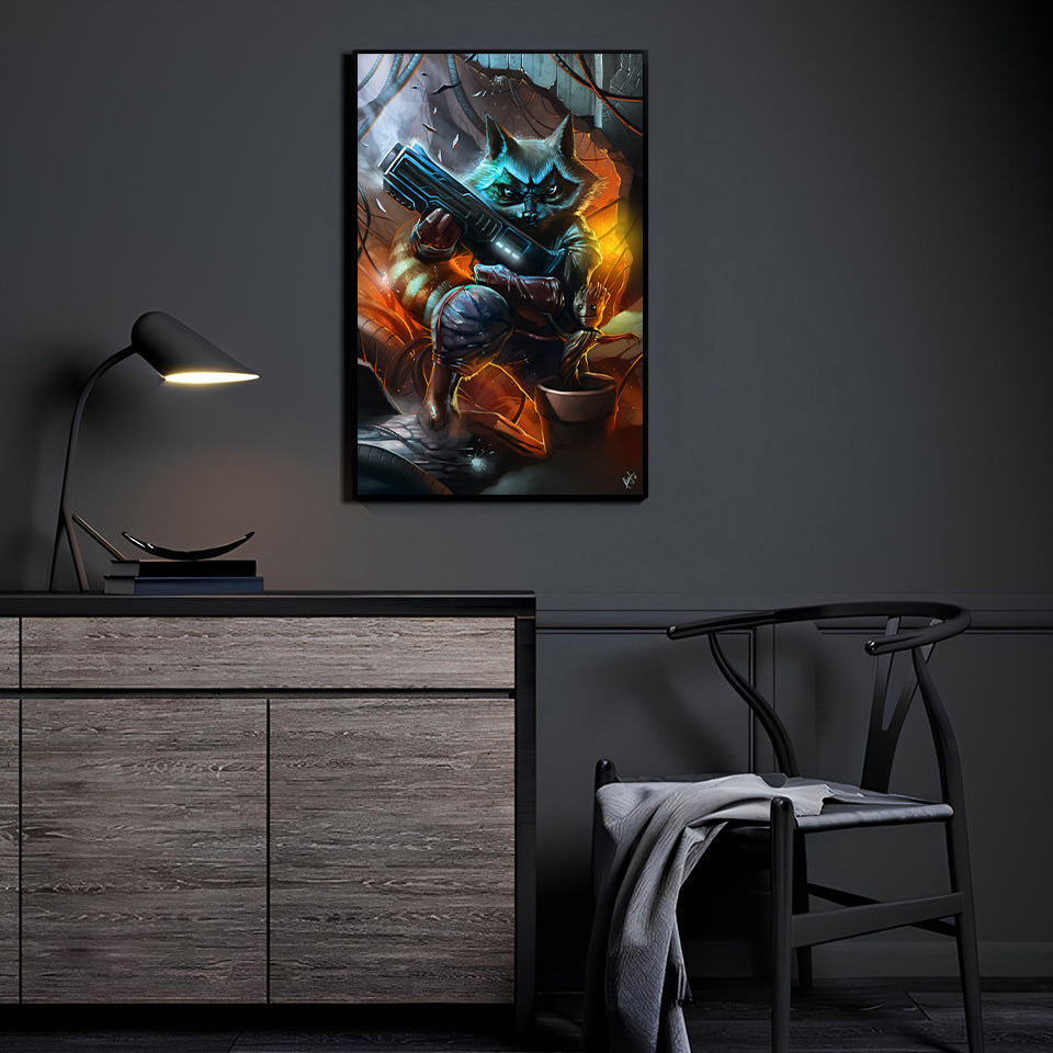 Galactic Rogue Duo Wall Art by Ceasar displayed in a modern room.