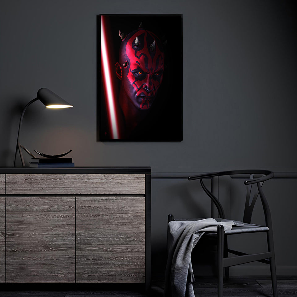 Sith Shadow Fury by Richard Williams displayed in a modern room.