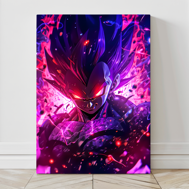 24x36 canvas artwork of Vegeta from Dragon Ball surrounded by energy aura
