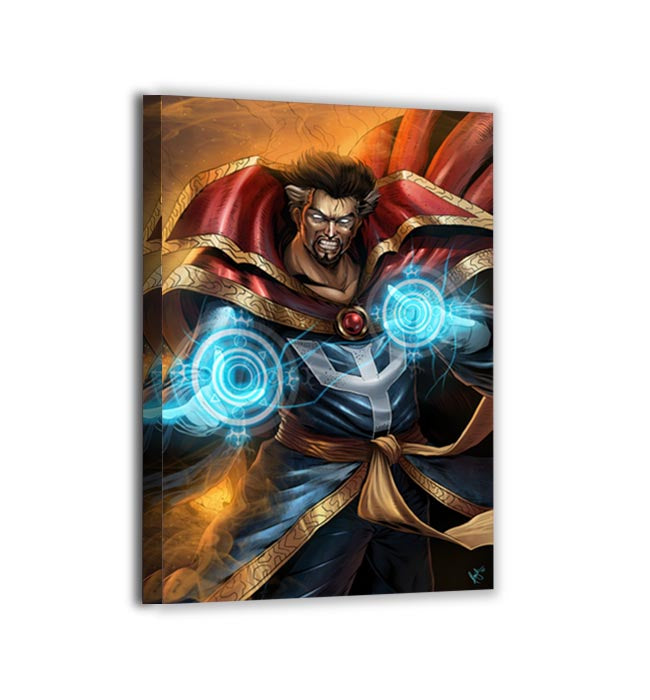 Canvas—arcane master casting twin sigils, gold-trimmed cloak; bold illustration by Ceasar Ian Muyuela.