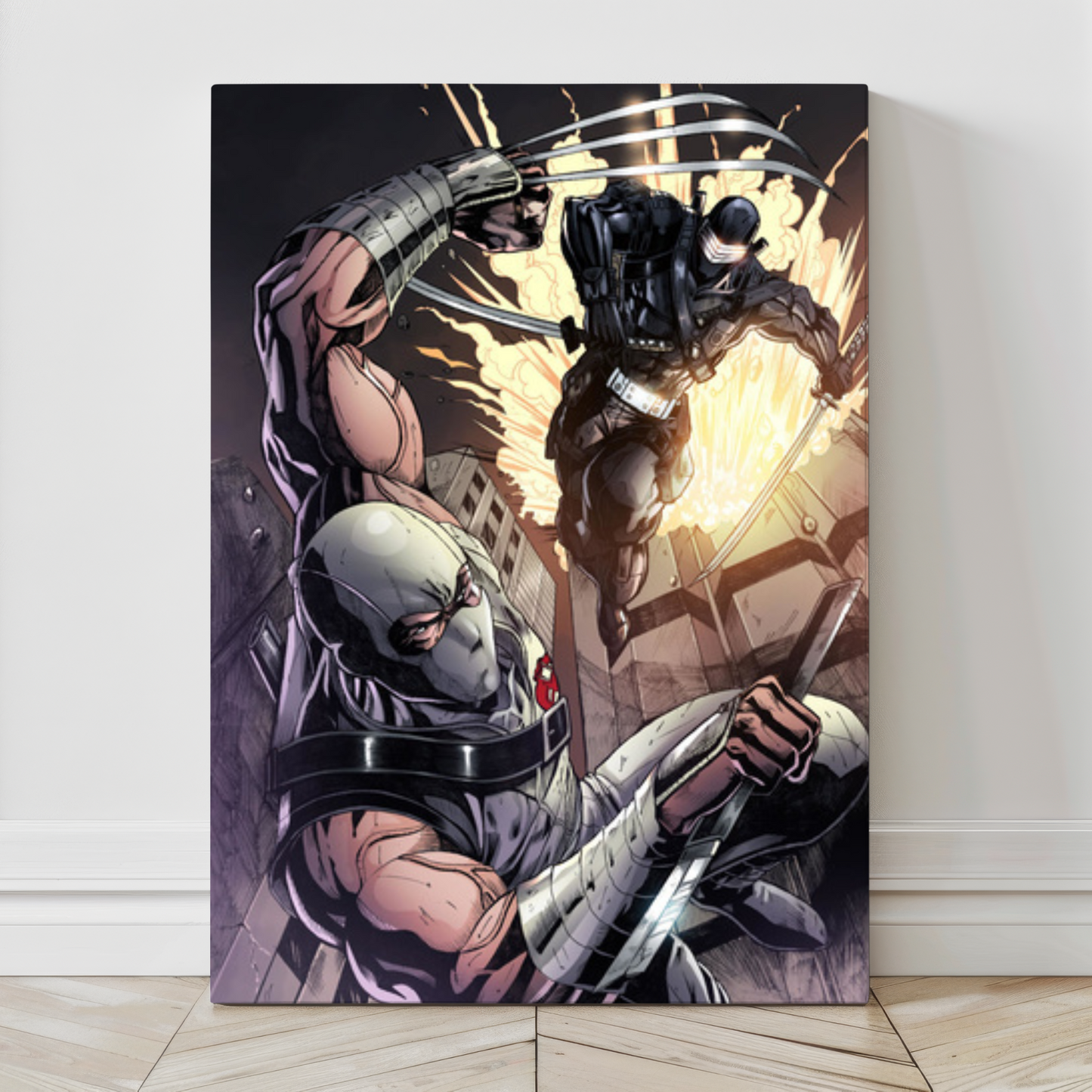 24x36 canvas wall art of ninja rivals from G.I. Joe in battle