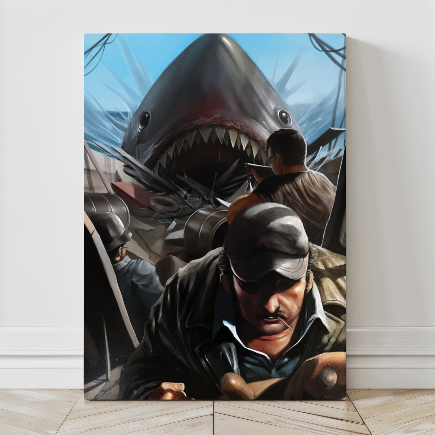 Oversized 24x36 metal wall print – shark attack cinematic artwork