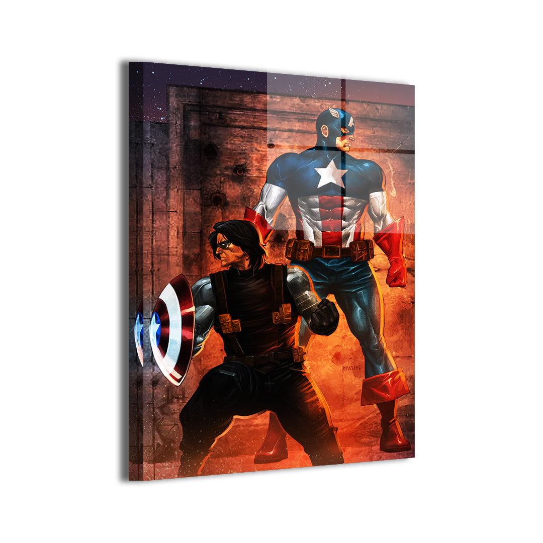Shield Brothers Wall Art Metal Print – Captain America & Winter Soldier by Ryan Pasibe & Bryan Arfel Magnaye