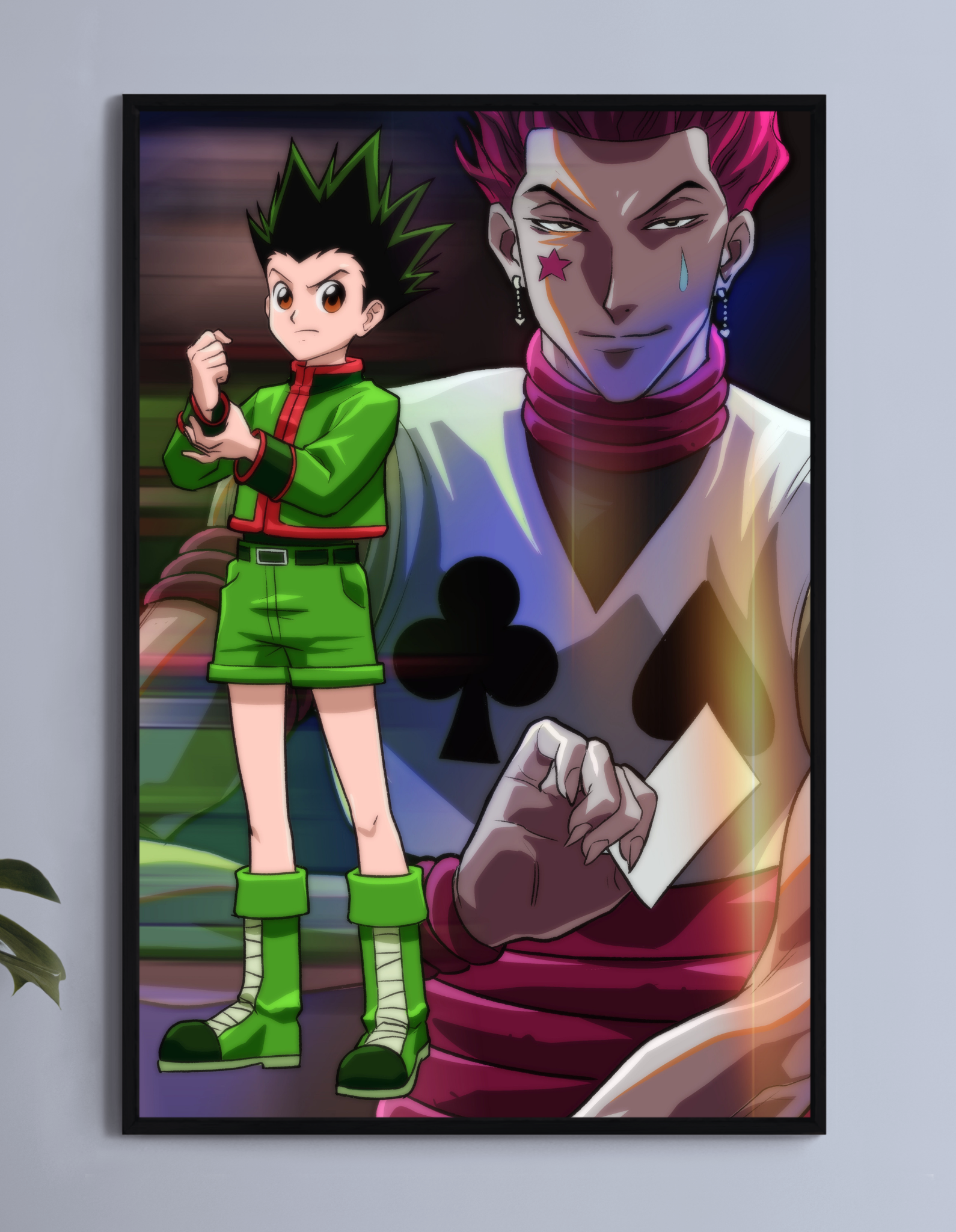 Alt: Gon vs Hisoka fan wall art 11x17 print from Hunter x Hunter by Ryan Pasibe.