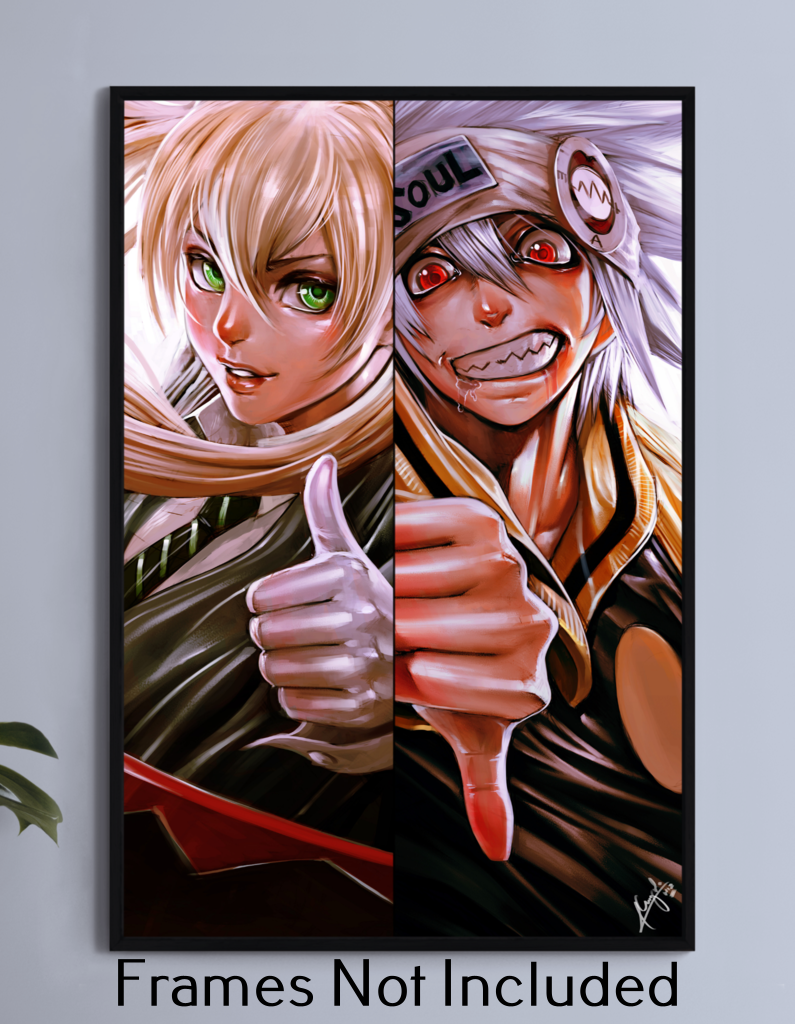 11x17 anime print featuring Soul and Maka from Soul Eater in split design