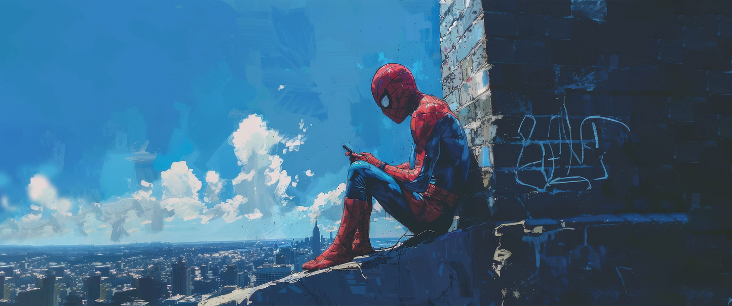 Close-up view of Spider-Man Rooftop Wall Art showcasing vibrant colors and detailed design